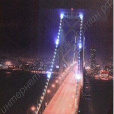 Картина с LED подсветкой: мост над ночной рекой, выполненная на холсте